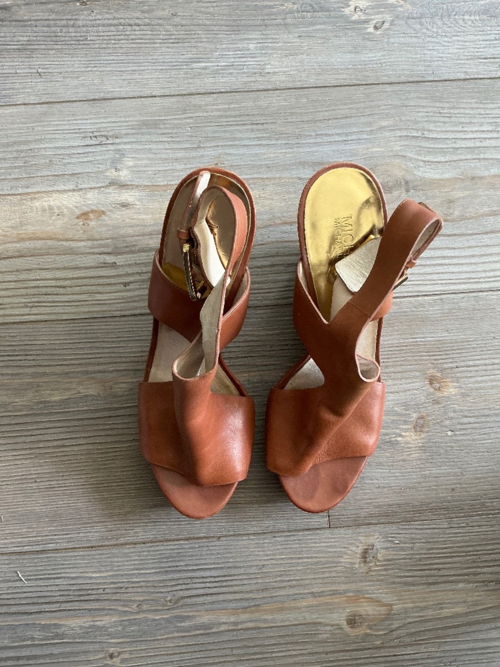Michael Kors brown wedge sandals